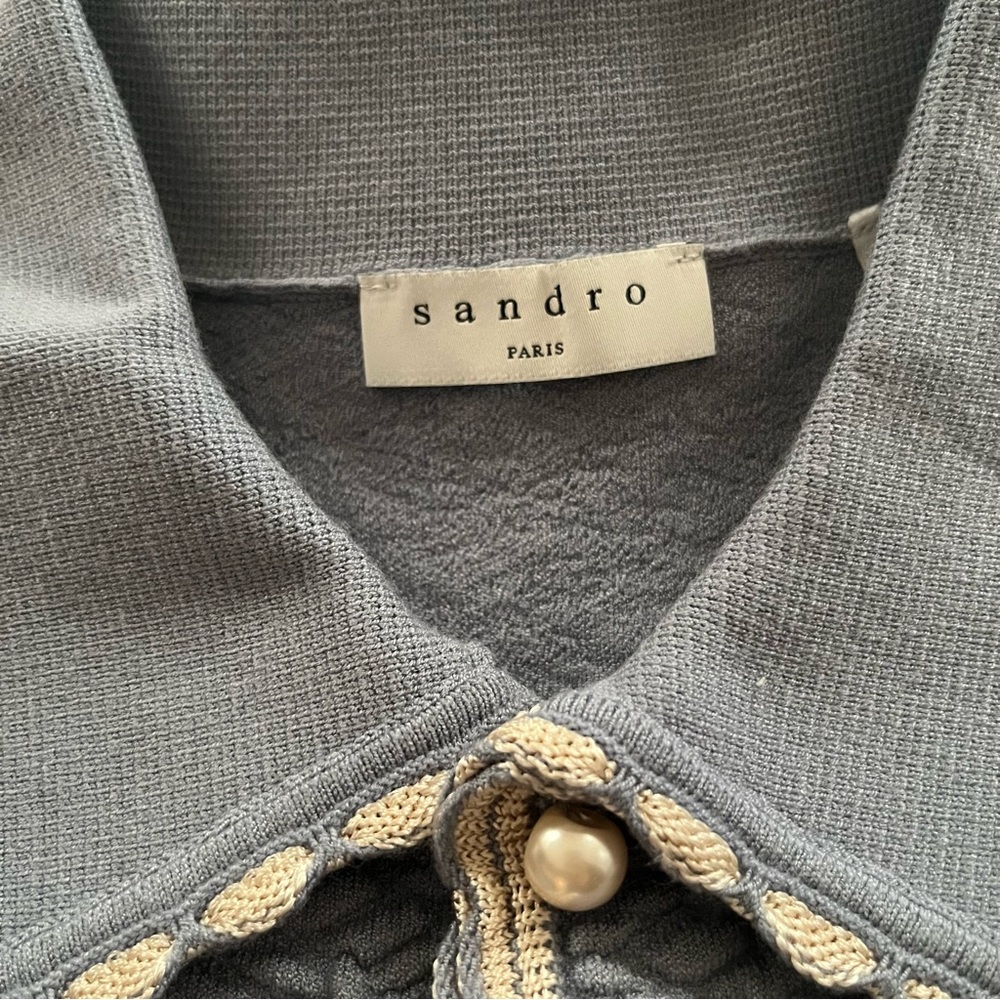 SOLD BNWT Sandro Infinity Cropped Cardigan Blue XS MSRP $295 - Picture 11 of 15